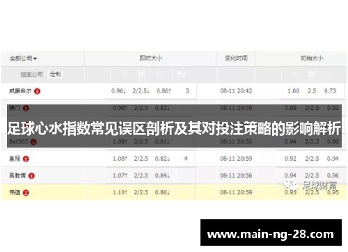 足球心水指数常见误区剖析及其对投注策略的影响解析